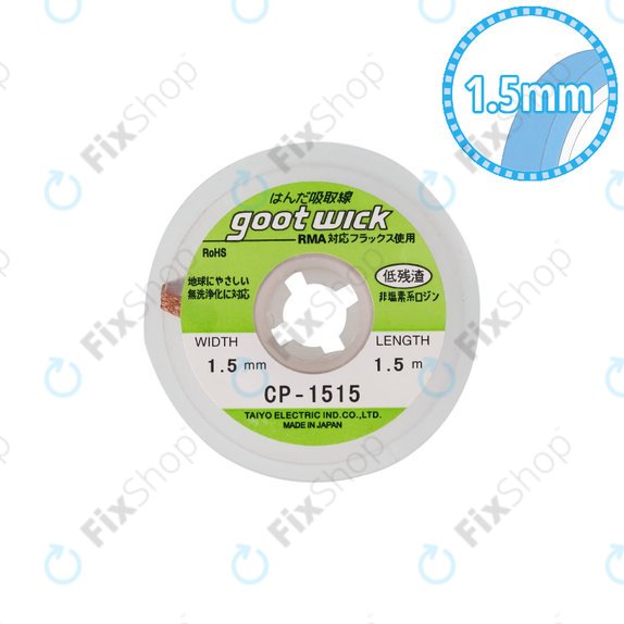 Konwencjonalna plecionka do rozlutowywania, 1.5mm, Goot CP-1515