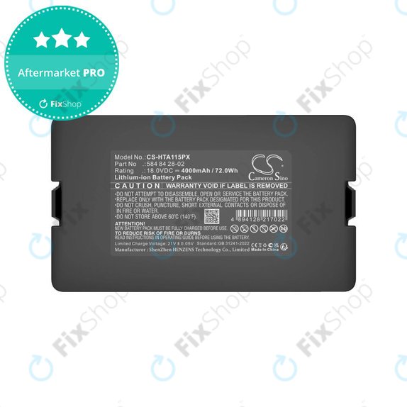 Bateria do Flymo Easilife 200, Gardena Automower 310, Husqvarna Automower 315X, 4000mAh, Li-Ion, 18.0V, 584 84 28-02, HQ