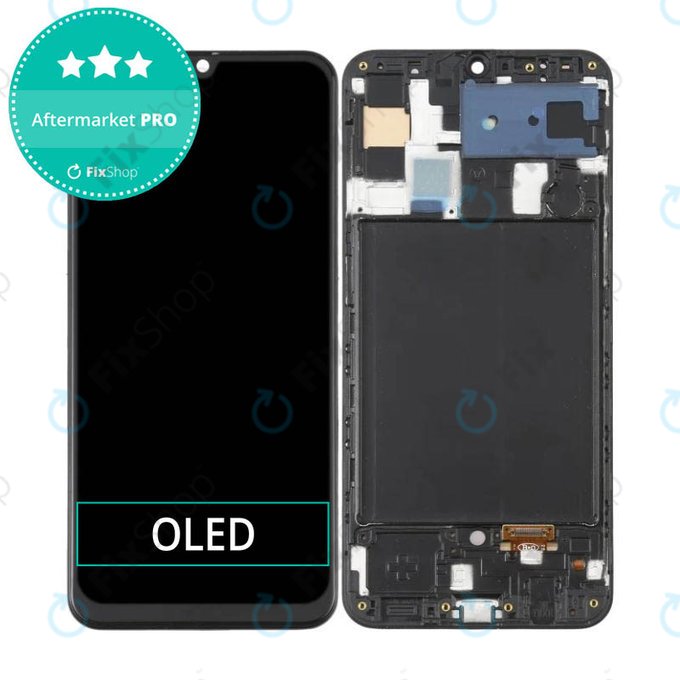Wyświetlacz OLED do Samsung A50 A505F, Ekran dotykowy z ramką, Czarny, Black