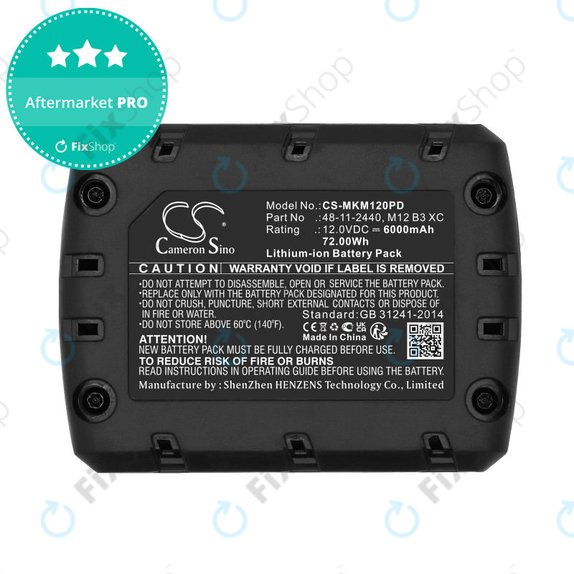 Bateria do Milwaukee M12 Redlithium XC 4.0, 6000mAh, Li-Ion, 12V, M12 B3 XC, M12 B4 XC, HQ