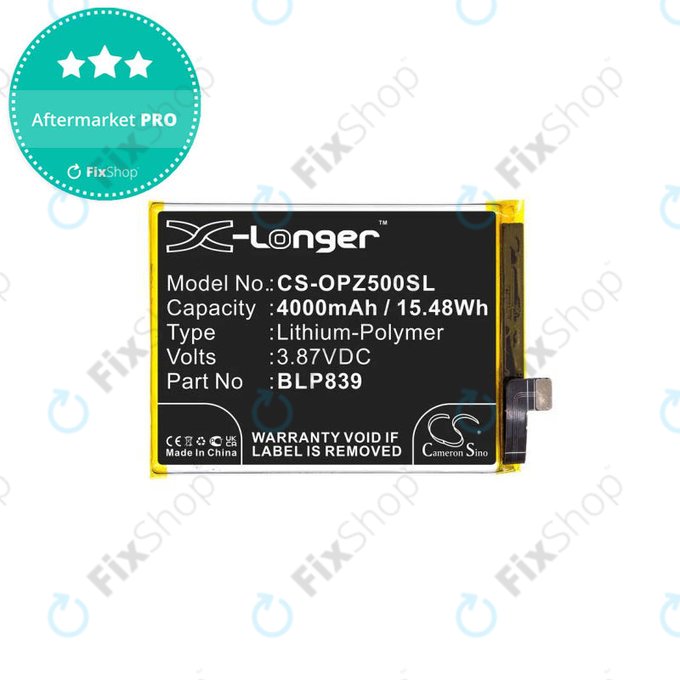 Bateria do Oppo Reno 5 Z 5G CPH2211, BLP839, 4000mAh, HQ