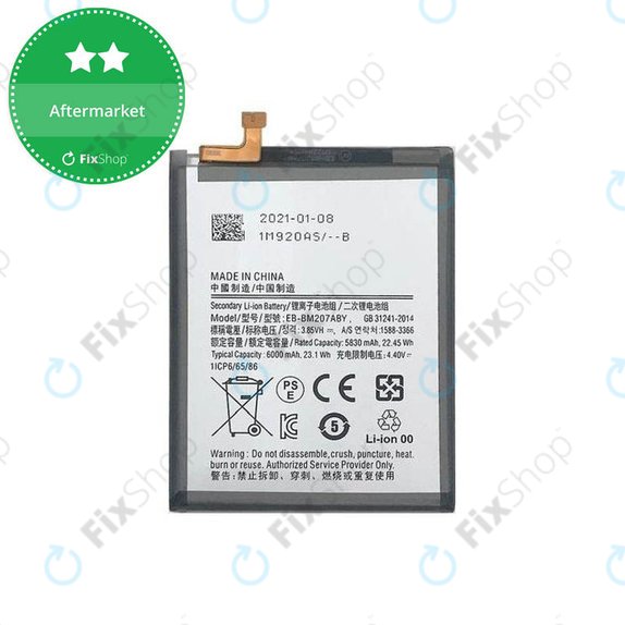 Bateria do Samsung M21 M215F, M30s M307F, EB-BM207ABY, 6000mAh