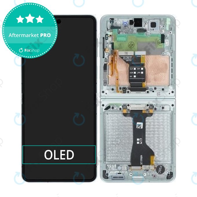 Wyświetlacz OLED dla Samsung Z Flip 7 F766B, Mint, Ekran dotykowy z ramką