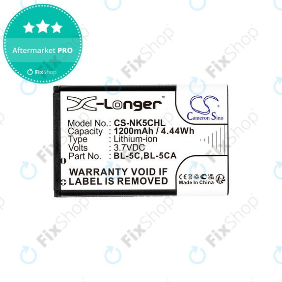 Bateria do Nokia 1208, 1110, 2310, 1200mAh, Li-ion, 3.7V, BL-5C, HQ