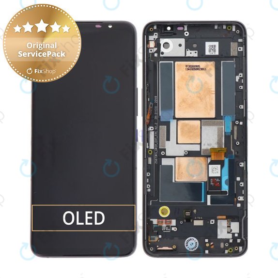 Wyświetlacz do Asus ROG Phone 5 ZS673KS, Ekran dotykowy z ramką, 90AI0052-R20021, Storm White, Genuine Service Pack