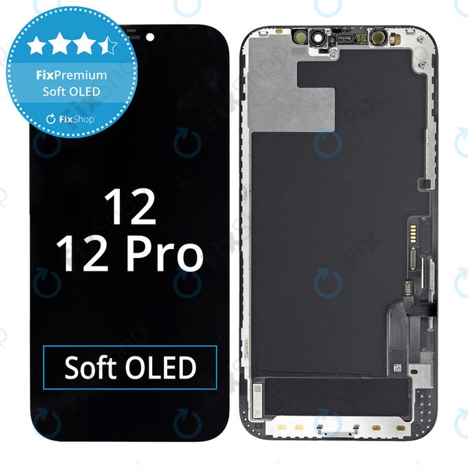 Wyświetlacz Soft OLED dla iPhone 12, 12 Pro, Ekran dotykowy z ramką, FixPremium