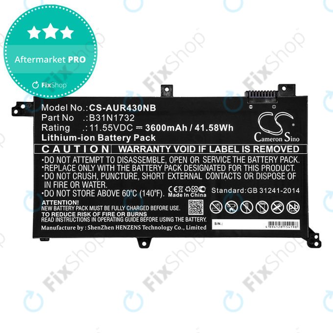 Bateria do Asus VivoBook S14, S430FA, 3600mAh, Li-Ion, 11.55V, B31N1732, HQ