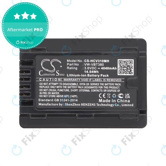 Bateria do Panasonic HC-550EB, 4040mAh, Li-Ion, 3.6V, VW-VBT380, HQ