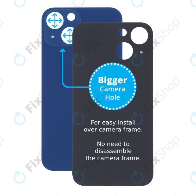 Tylne szklo z duza dziura na aparat do iPhone 13 Mini, Niebieski, Blue