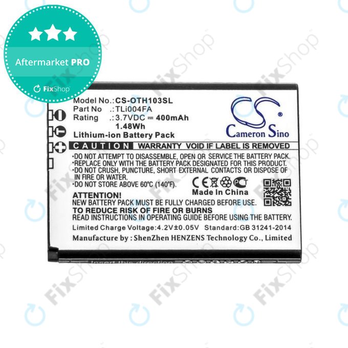 Bateria do Alcatel OneTouch 1013, 1035D, 1046D, 400mAh, Li-Ion, 3.7V, TLi004FA, HQ
