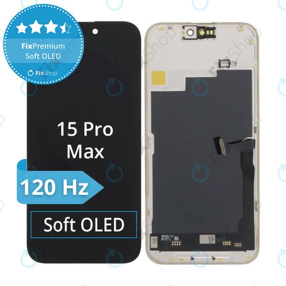 Wyświetlacz Soft OLED dla iPhone 15 Pro Max, Ekran dotykowy z ramką, DIAGNOSTIC