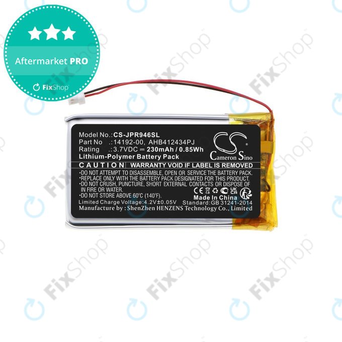 Bateria do Jabra Pro 9400, 9450, 9460, 9465, 9470, 230mAh, Li-Pol, 3.7V, 14192-00, HQ