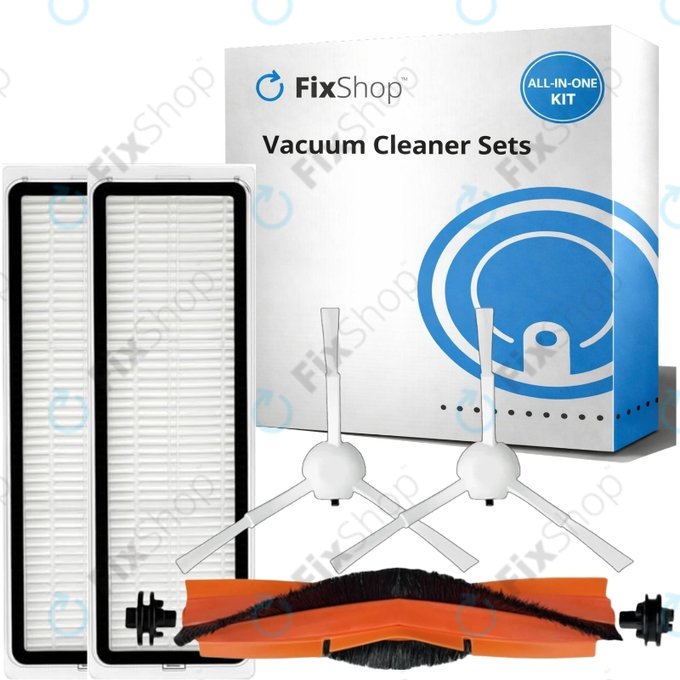 Zestaw części zamiennych do Xiaomi Mi Robot Vacuum S20+, S10+, X20+, X10+ (1x Główna szczotka, 2x Filtr, 2x Szczotka boczna – biała)
