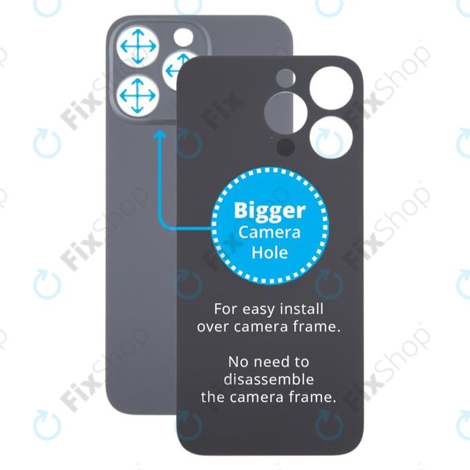 Tylne szklo obudowy z wieksza dziura na aparat do iPhone 15 Pro Max, Black Titanium