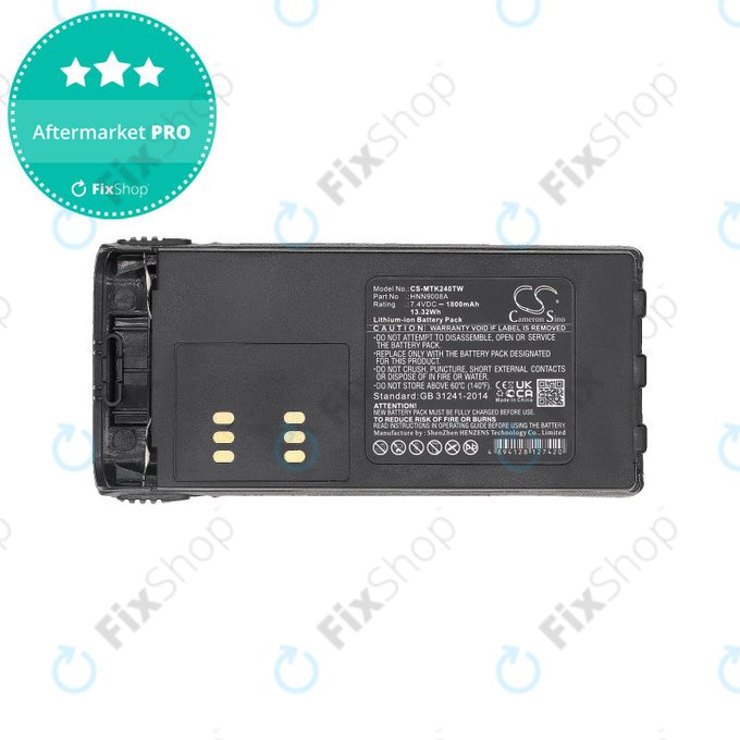 Bateria do Motorola MTX, GP, HT, 1800mAh, Li-Ion, 7.4V, HNN9008A, HQ