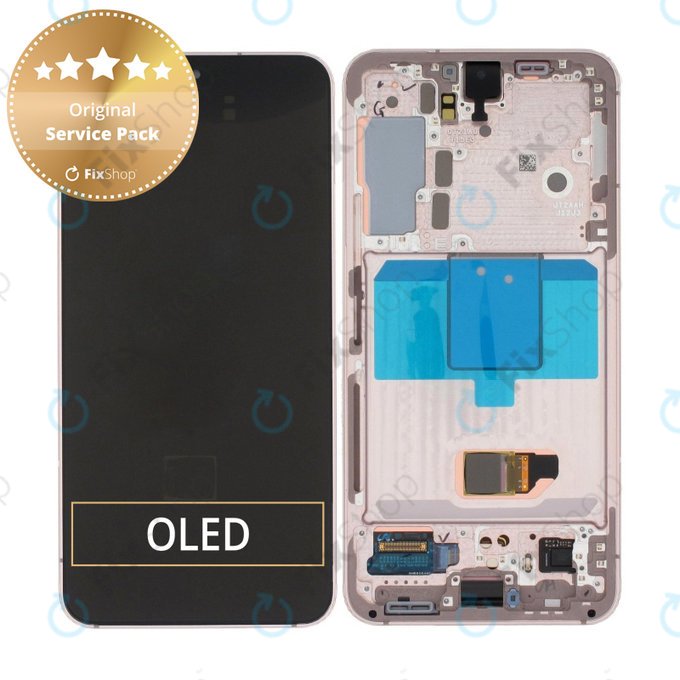 Wyświetlacz do Samsung S22 S901B, Ekran dotykowy z ramką, GH82-27520D, GH82-27521D, Pink Gold, Genuine Service Pack