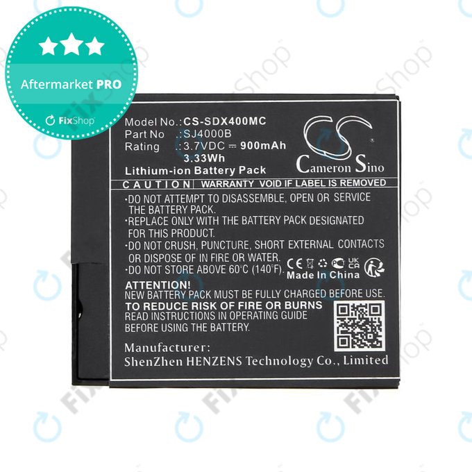 Bateria do SJCAM SJ4000, SJ5000, 900mAh, Li-Ion, 3.7V, SJ4000B, HQ