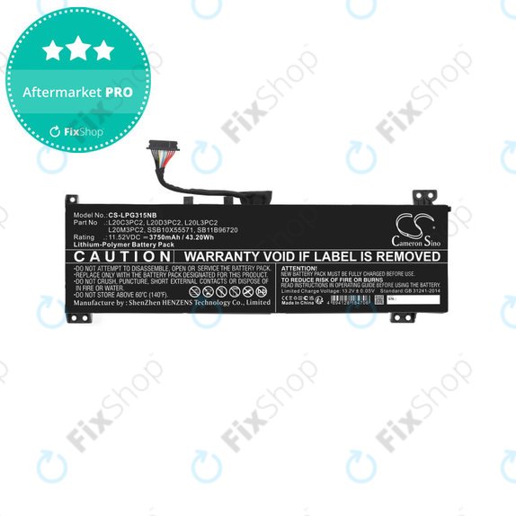 Bateria do Lenovo IdeaPad Gaming 3, 3750mAh, Li-Pol, 11.52V, L20C3PC2, HQ
