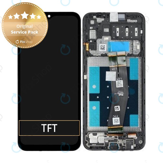 Wyswietlacz do Samsung A14 A145R, Ekran dotykowy z ramką, GH81-23541A, GH81-23540A, (Black), Genuine Service Pack
