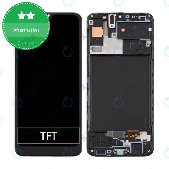 Wyświetlacz do Samsung A30s A307F, Ekran dotykowy z ramką, Prism Crush Black, TFT