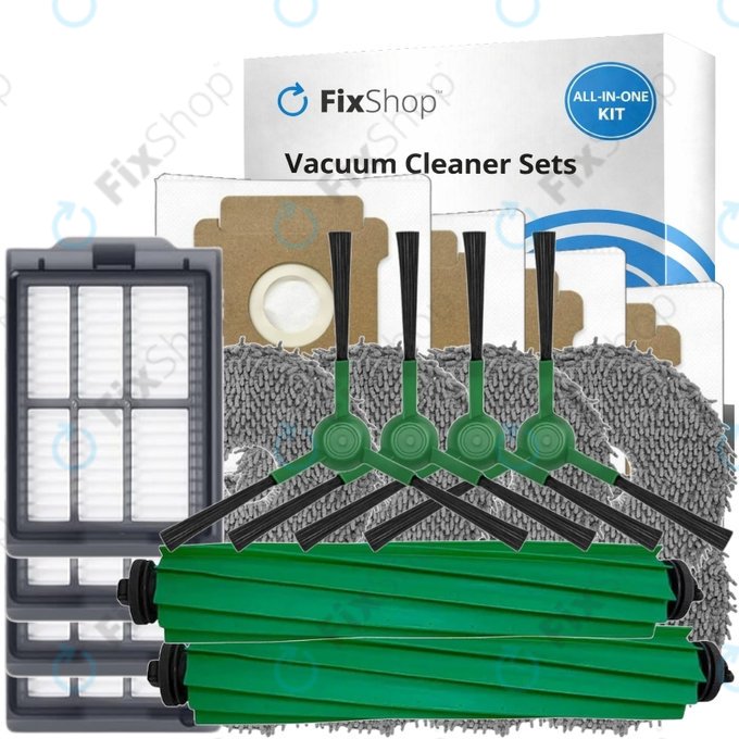 Zestaw części zamiennych do iRobot Roomba Plus 405 Combo, 505 Combo (2x Główna szczotka, 4x Filtr, 4x Szczotka boczna, 8x Ściereczka mopująca, 4x Worek na kurz)