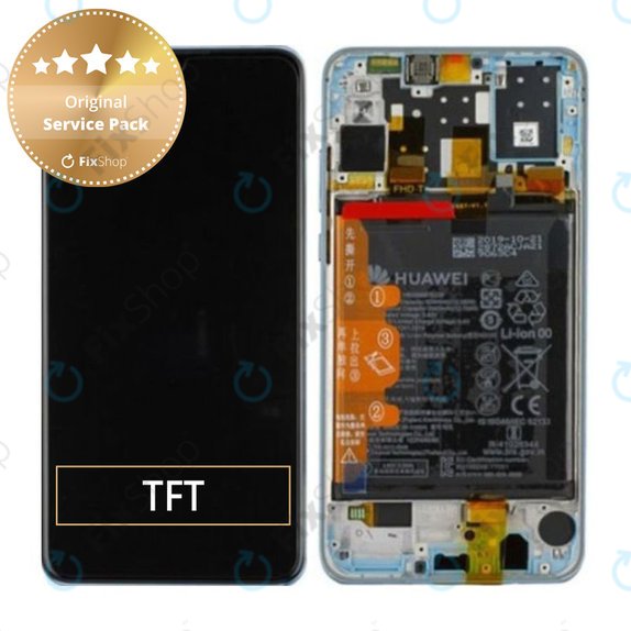 Wyświetlacz do Huawei P30 Lite (2020), Ekran dotykowy z ramką i baterią, 02353FQK, 02352VBG, Breathing Crystal, Genuine Service Pack