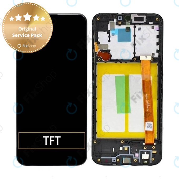 Wyświetlacz do Samsung A20e A202F, Ekran dotykowy z ramką, GH82-20229A, GH82-20186A, Czarny, Black, Genuine Service Pack