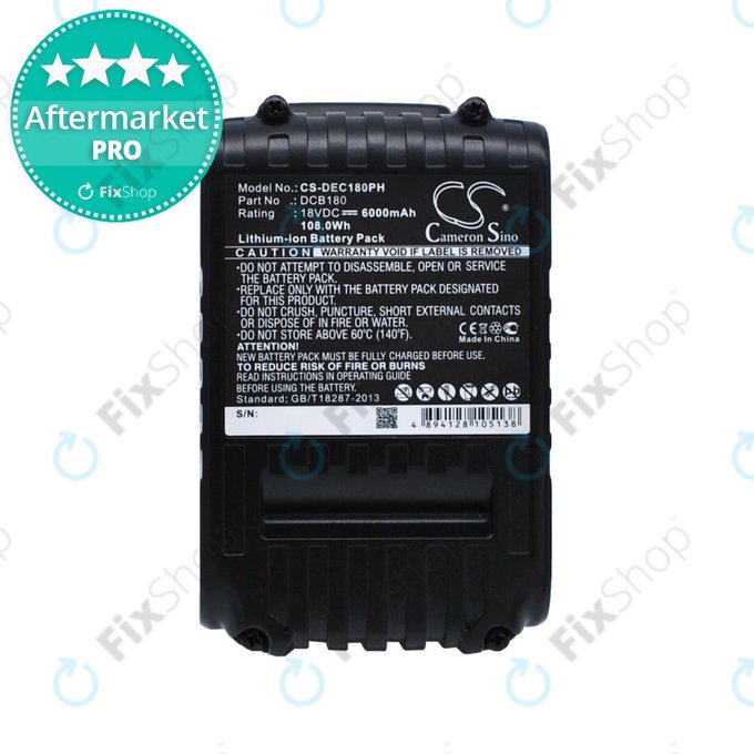 Bateria do Dewalt CL-series, DC-series, DCB18x / DCB20x, Li-Ion, 6000mAh, HQ