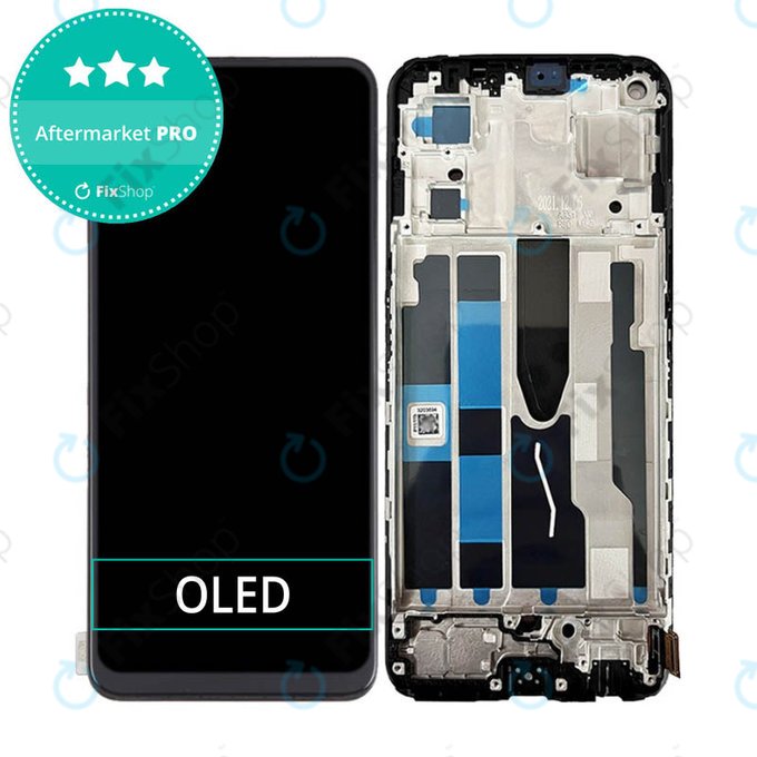 Wyświetlacz OLED do Oppo Reno 7 5G, Ekran dotykowy z ramką, Stary Black