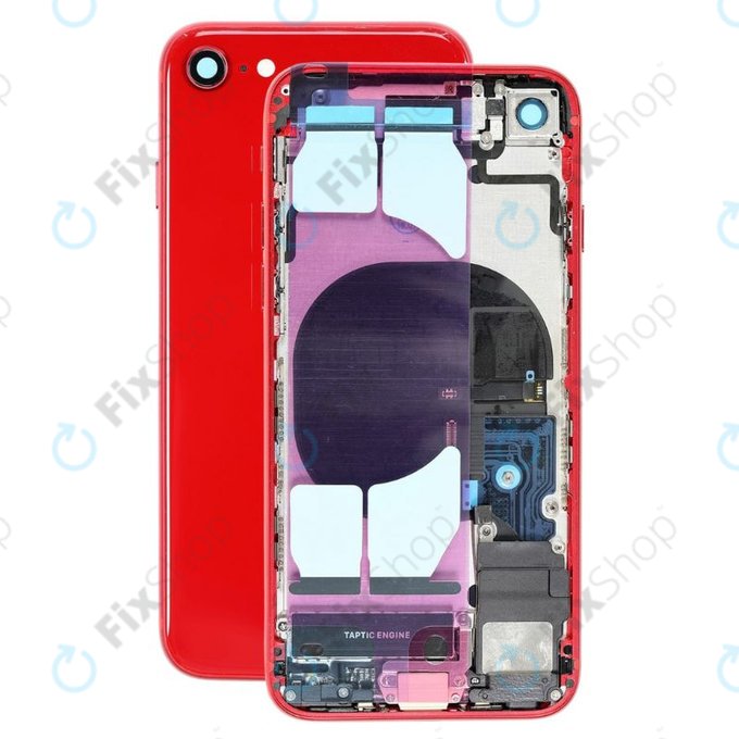 Tylna obudowa z malymi czesciami do iPhone 8, Czerwony, Red
