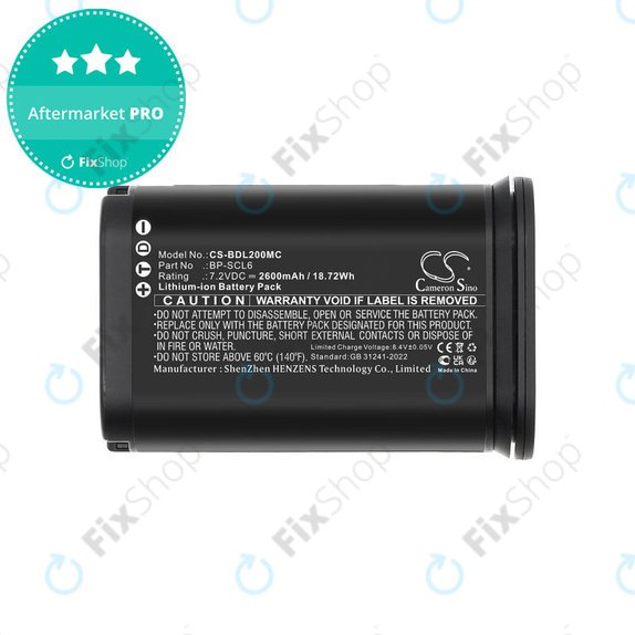 Bateria do Leica Q2, Q3, SL2, SL2s, 2600mAh, Li-Ion, 7.2V, BP-SCL6, HQ