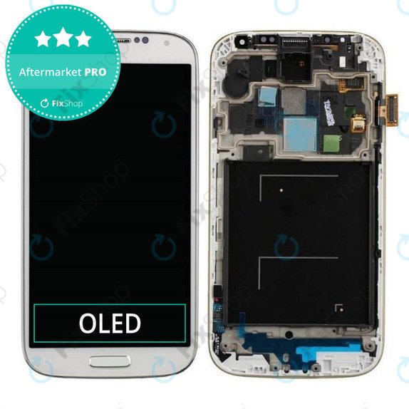 Wyświetlacz OLED do Samsung S4 i9505, Ekran dotykowy z ramką, White Frost