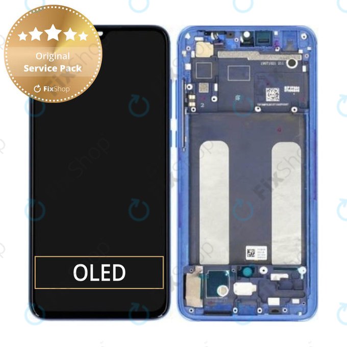 Wyświetlacz do Xiaomi Mi 9 Lite, Ekran dotykowy z ramką, 561010033033, 5600040F3B00, Aurora Blue, Genuine Service Pack