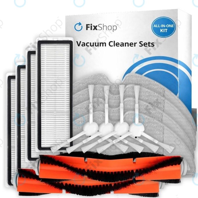 Zestaw części zamiennych do Xiaomi Mi Robot Vacuum Mop (Mijia 1C), 2 (Mijia 2C) 2 Pro+ (Mijia 1T) (2x Główna szczotka, 4x Filtr, 4x Szczotka boczna, 4x Ściereczka mopująca)