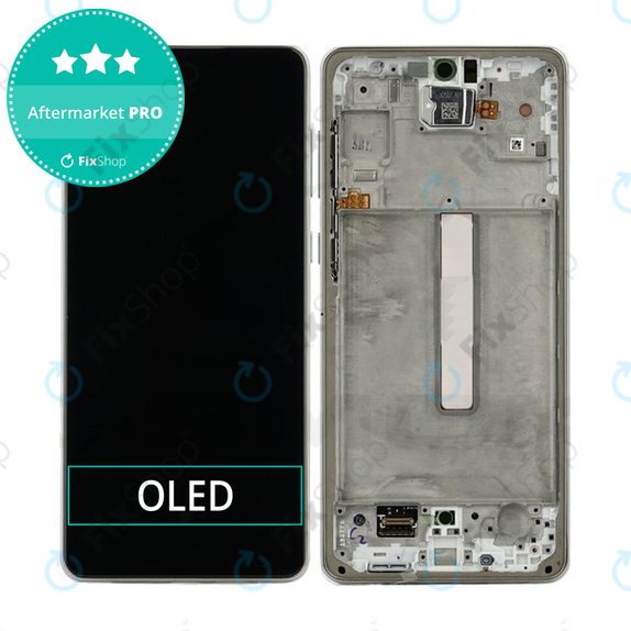 Wyświetlacz OLED do Samsung A73 A736, Ekran dotykowy z ramką, Biały, White