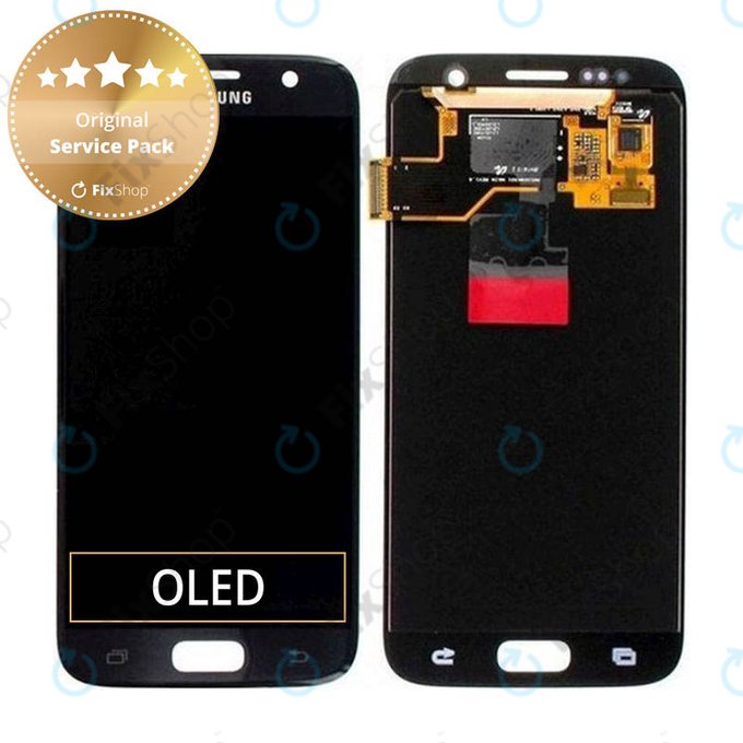 Wyświetlacz z ekranem dotykowym do Samsung S7 G930F, GH97-18523A, GH97-18761A, GH97-18757A, Czarny, Black, Genuine Service Pack