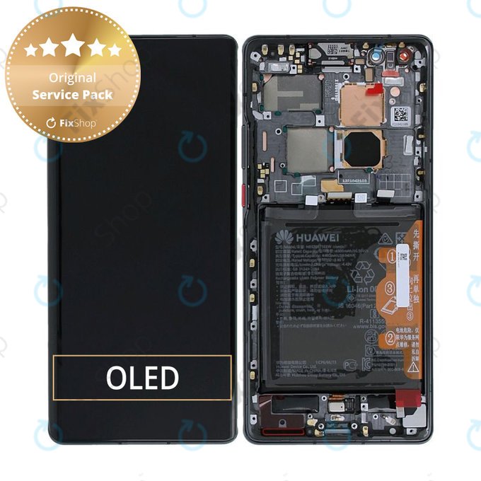 Wyświetlacz do Huawei Mate 40 Pro NOH-NX9, Ekran dotykowy z ramką i baterią, 02353YMT, Czarny, Black, Genuine Service Pack