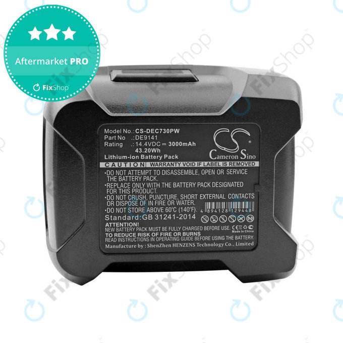 Bateria do Dewalt DC528, DC612, DC728, DC830, Wurth BS 14-A, 3000mAh, Li-Ion, 14.4V, DE9141, HQ