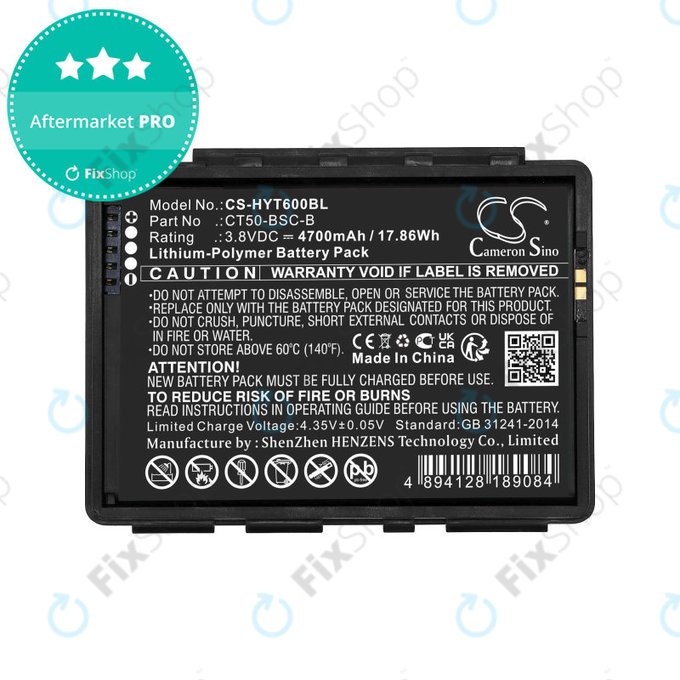 Bateria do Honeywell CT50, Dolphin CT60, 4700mAh, Li-Pol, 3.8V, CT50-BSC-B, HQ