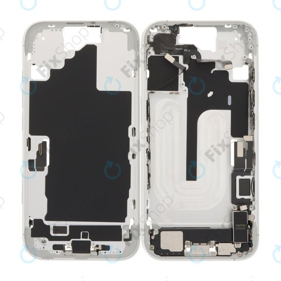 Środkowa Rama + Przyciski Zasilania, Głośności i Aparatu do iPhone 16, White
