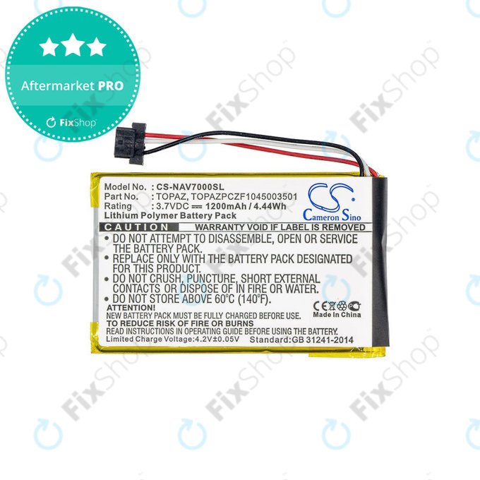 Bateria do Navigon 70, 1200mAh, Li-Pol, 3.7V, Topaz, HQ