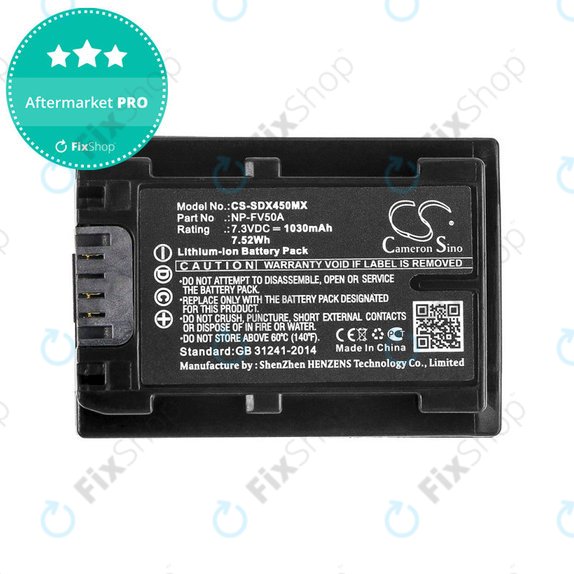 Bateria do Sony FDR-AX33, 40, 45, 53, 60, 700, P33, HDR-CX450, 625, 1030mAh, Li-Ion, 7.3V, NP-FV50A, HQ
