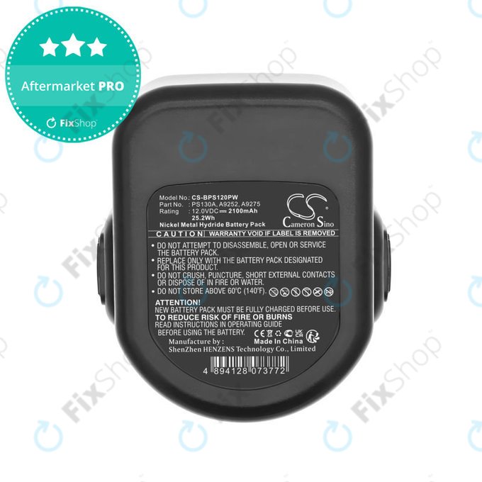 Bateria do Black & Decker Cd1202, 2100mAh, Ni-MH, 12V, PS130A, HQ