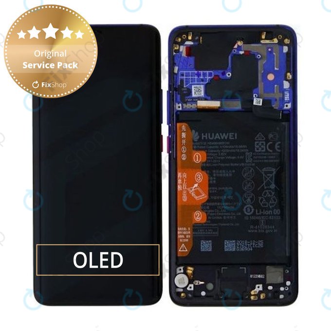 Wyświetlacz do Huawei Mate 20 Pro, Ekran dotykowy z ramką i baterią, 02352GGC, Twilight, Genuine Service Pack
