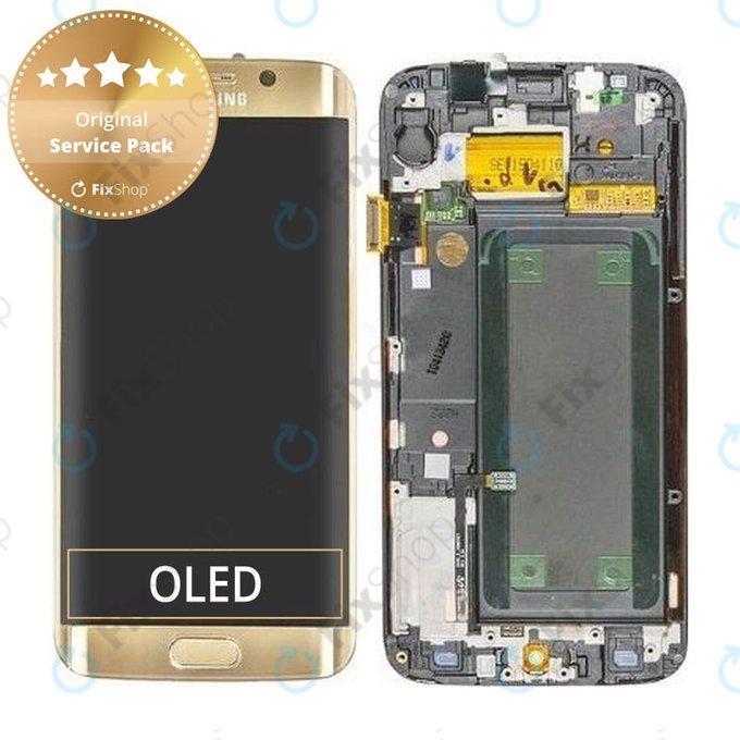Wyświetlacz do Samsung S6 Edge G925F, Ekran dotykowy z ramką, GH97-17162C, GH97-17317C, GH97-17334C, Gold Platinum, Genuine Service Pack