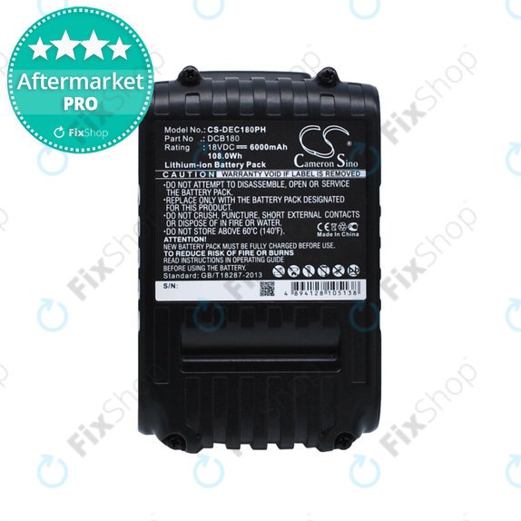 Bateria do Dewalt CL-series, DC-series, DCB18x / DCB20x, Li-Ion, 6000mAh, HQ