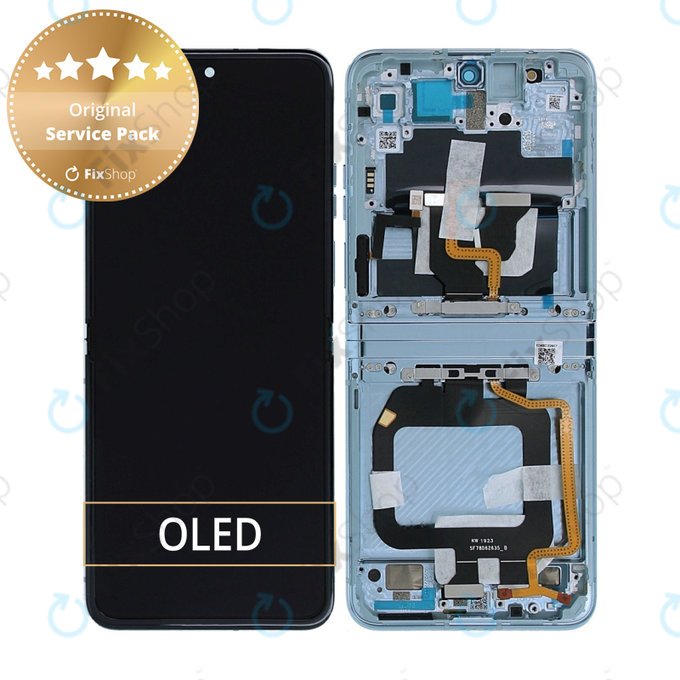 Wyświetlacz do Motorola Razr 40 Ultra, Ekran dotykowy z ramką, 5D68C22597, Glacier Blue, Genuine Service Pack