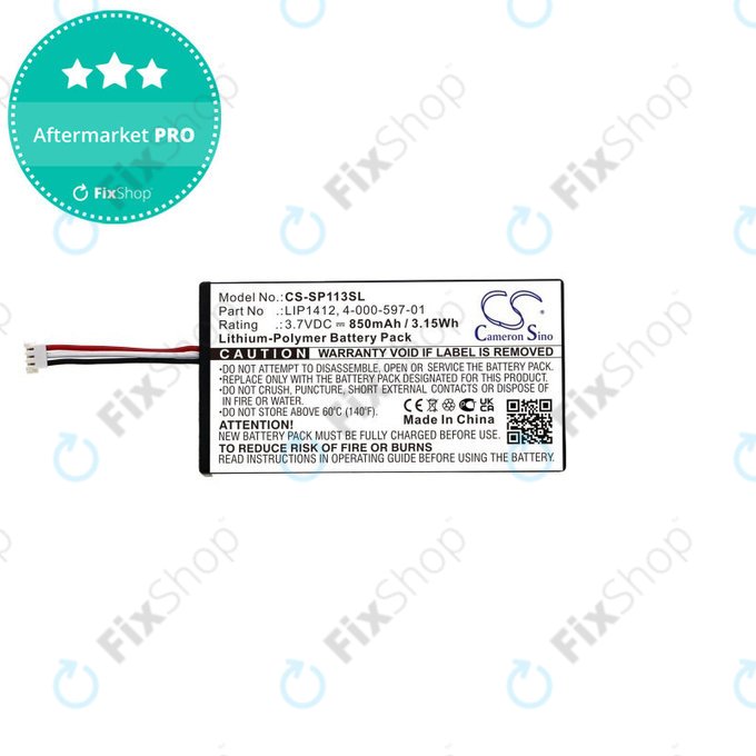 Bateria do PSP, 850mAh, Li-Pol, 3.7V, LIP1412, HQ