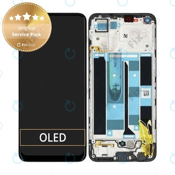 Wyświetlacz do Realme 8 RMX3085, Ekran dotykowy z ramką, 4906919, Cyber Black, Genuine Service Pack