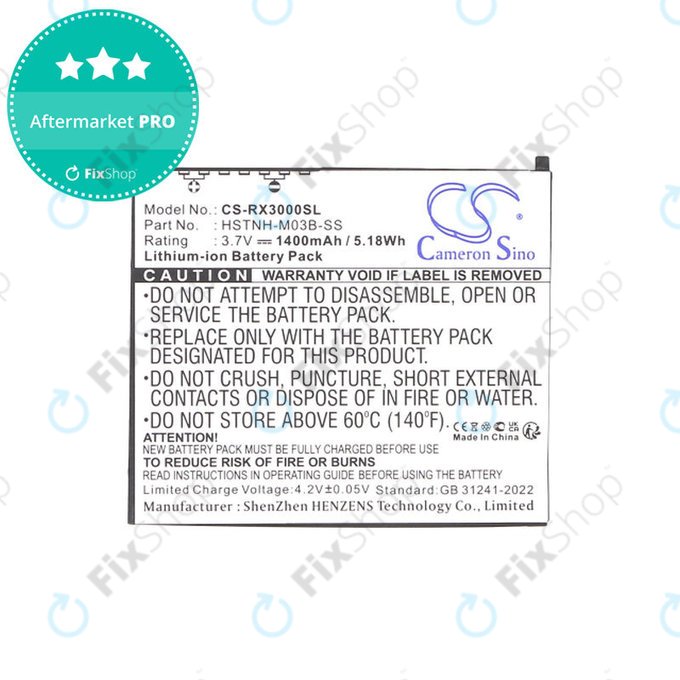 Bateria do HP Compaq iPAQ rx3000, rx3115, rx3700, hx2110, hx2790, 1400mAh, Li-Ion, 3.7V, HSTNH-M03B-SS, HQ